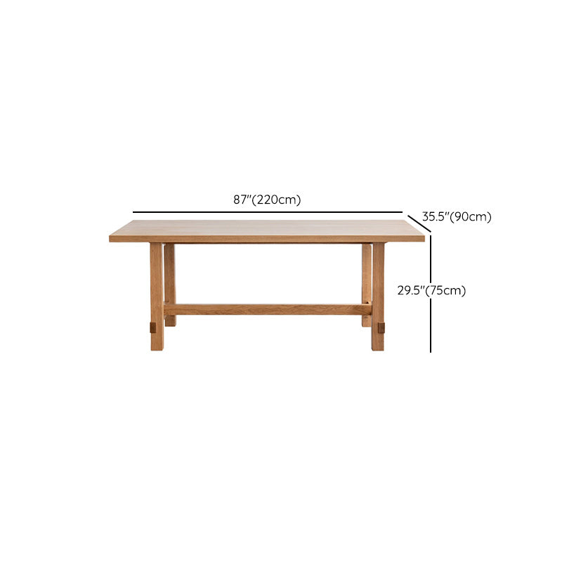 Modern Rectangle Dining Table Solid Wood Dinner Table with Trestle Base