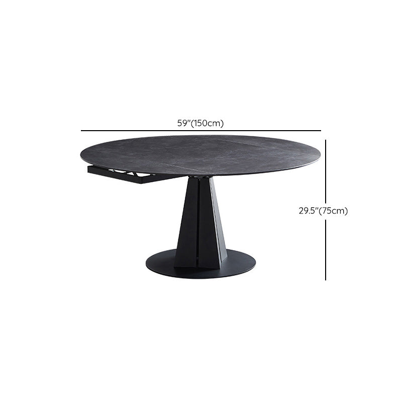 Modern Pedestal Casual Dining Table Round Dinner Table with Stainless Steel Base