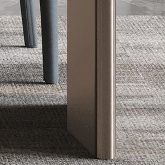 Traditional Luxury Dining Table Rectangle Double Pedestal Table with Steel Base