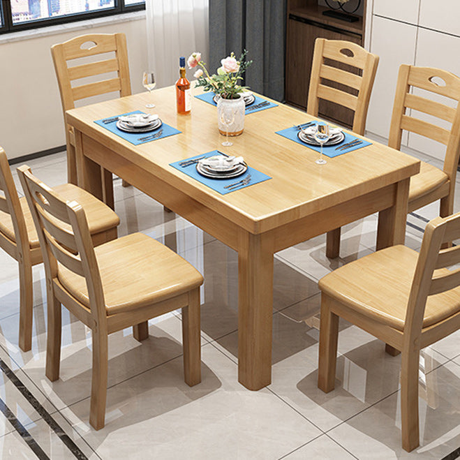 Wood Base Dining Table Contemporary Dinner Table with 4 Legs