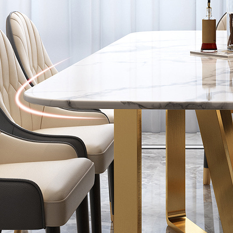 Traditional Luxury Metal Base Table Rectangle Dinner Table for Home