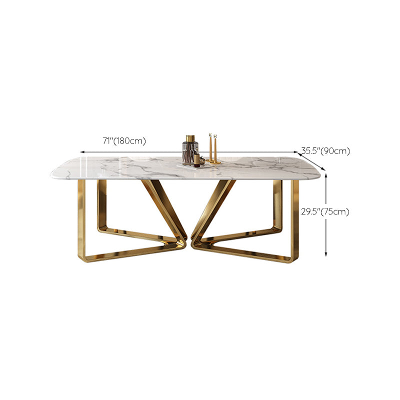 Traditional Luxury Metal Base Table Rectangle Dinner Table for Home