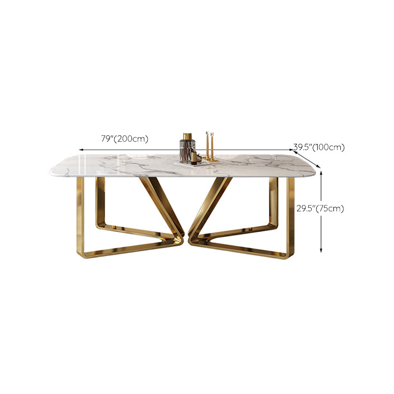 Traditional Luxury Metal Base Table Rectangle Dinner Table for Home