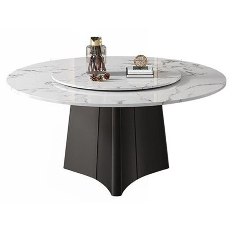 Traditional Luxury Pedestal Table Round Dining Table with Steel Base