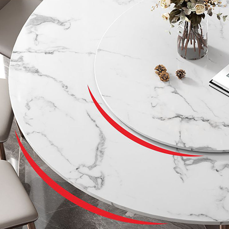 Traditional Luxury Pedestal Table Round Dining Table with Steel Base