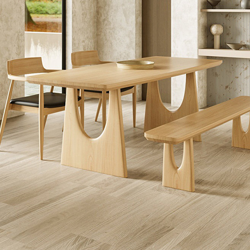 Double Pedestal Table Contemporary Wood Dinner Table for Home