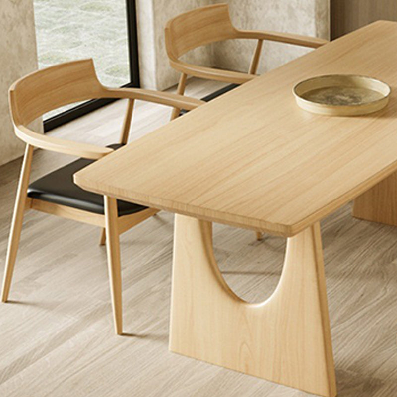 Double Pedestal Table Contemporary Wood Dinner Table for Home