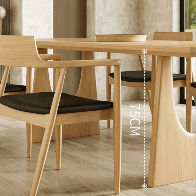 Double Pedestal Table Contemporary Wood Dinner Table for Home