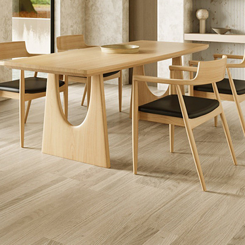 Double Pedestal Table Contemporary Wood Dinner Table for Home