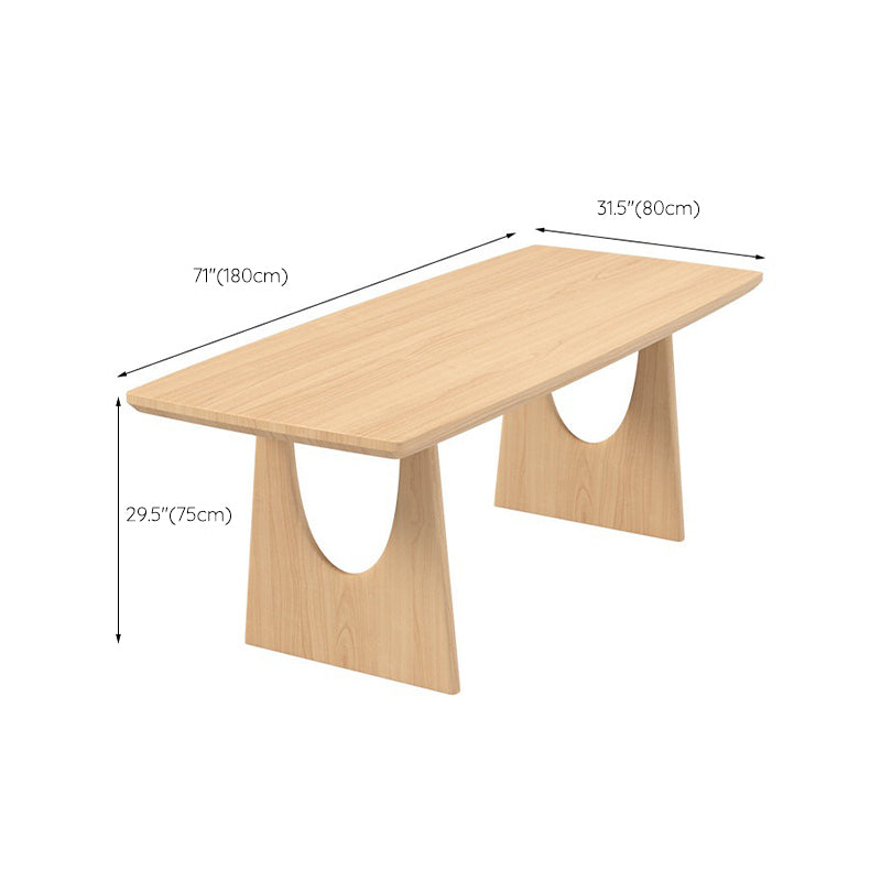 Double Pedestal Table Contemporary Wood Dinner Table for Home