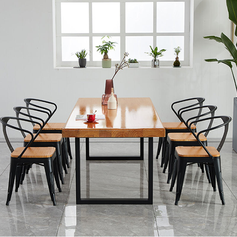 Sled Base Dining Table Contemporary Wood Dinner Table for Home