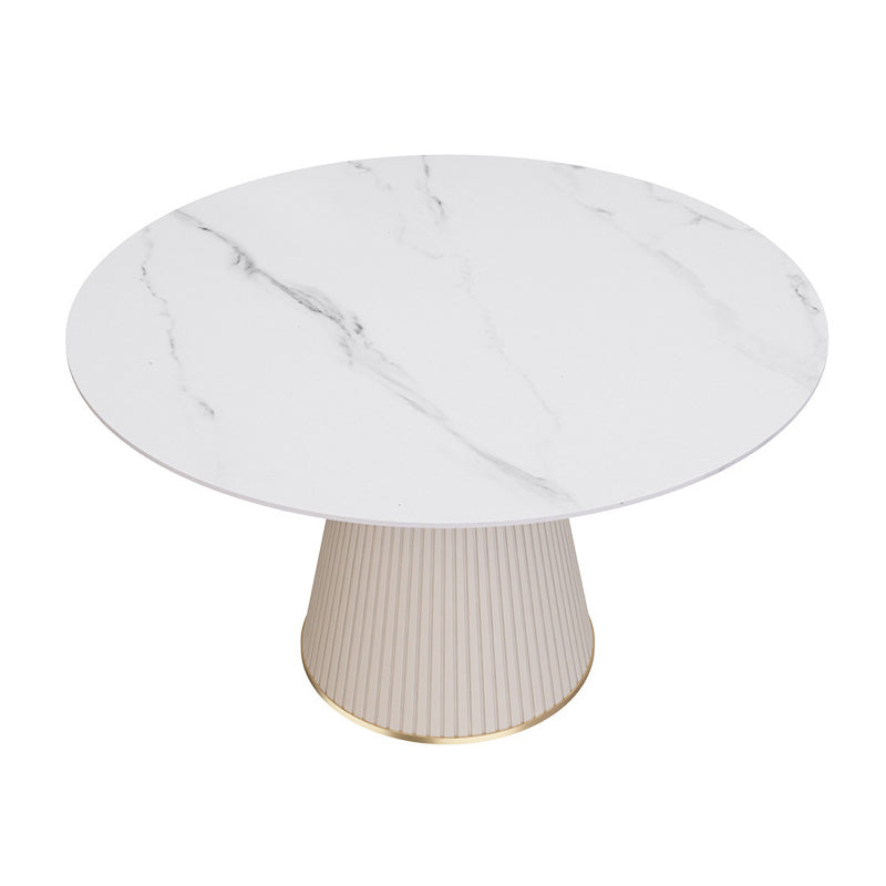 Modern Pedestal Table Steel Base Round Dining Table for Home Kitchen