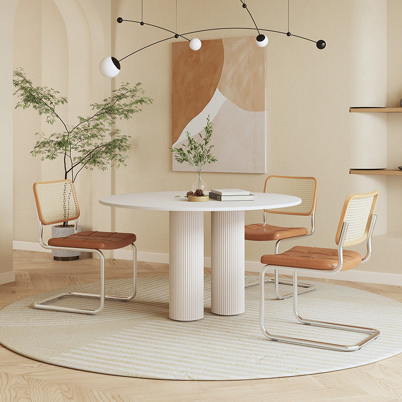 Contemporary Round Dining Table Stone Dinner Table with 3 Legs