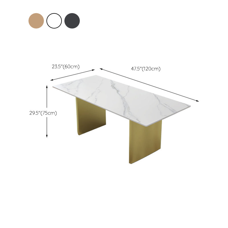 Traditional Luxury Double Pedestal Table Rectangle Dining Table with Metal Base