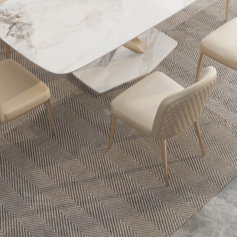 Rectangle Pedestal Table Modern Dining Table with Stainless Steel Base