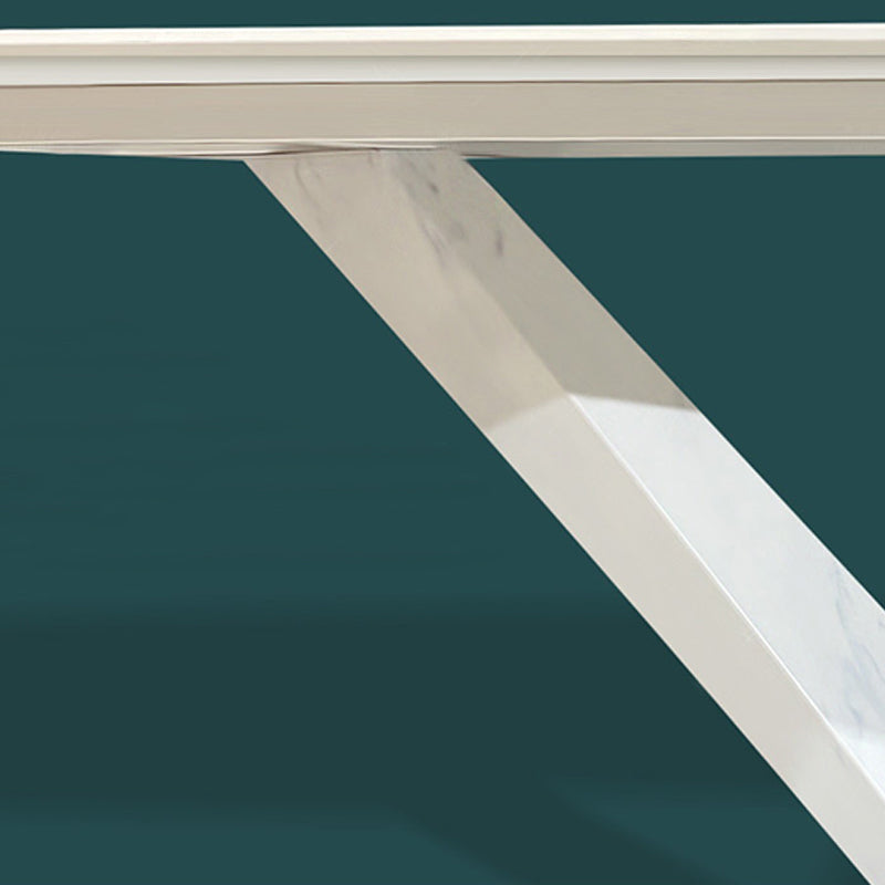 Rectangle Pedestal Table Modern Dining Table with Stainless Steel Base