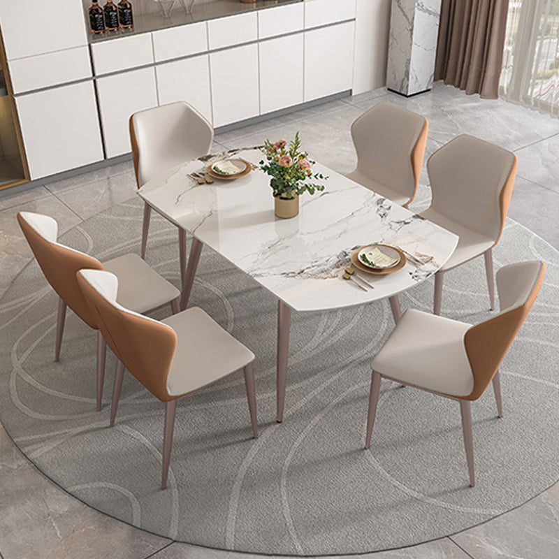 Contemporary Dinner Table Steel Base Stone Dining Table for Home