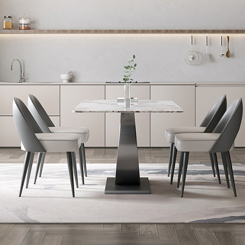 Rectangle Pedestal Table Traditional Luxury Dining Table Stainless Steel Base for Home