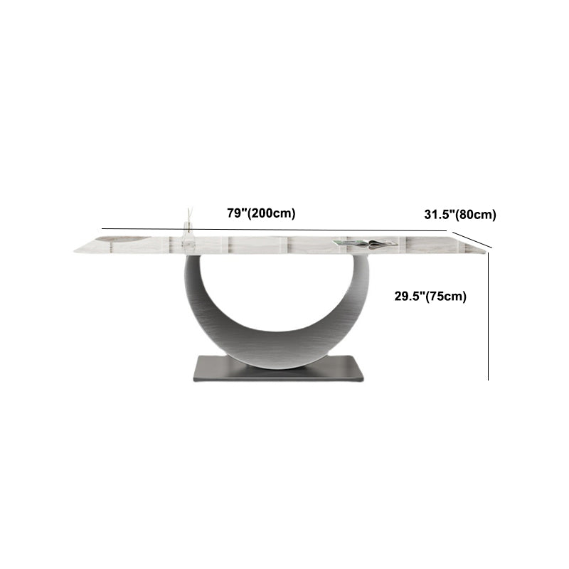 Rectangle Pedestal Table Traditional Luxury Dining Table Stainless Steel Base for Home