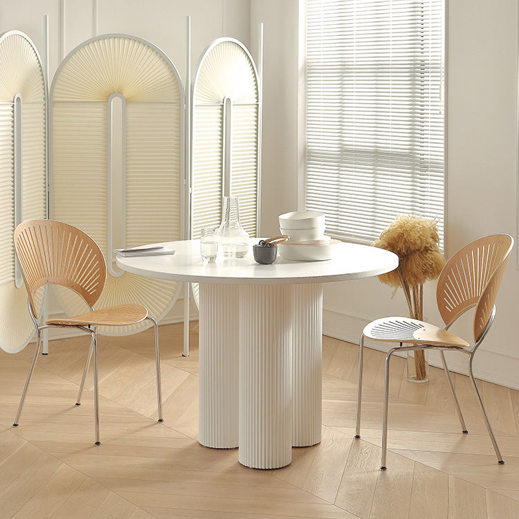 Stone Top Dining Table Modern Round Dining Table with 3 Iron Legs