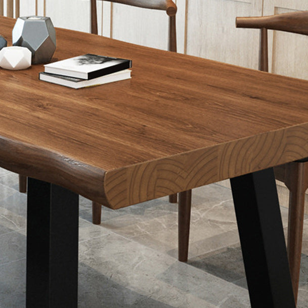 Pine Wood Top Dining Table Industrial Rectangle Table with Sled Base