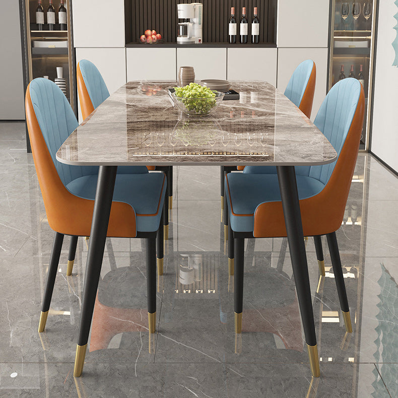 Industrial Sintered Stone Dining Table for Restaurant Rectangle Grey Table with 4 Legs
