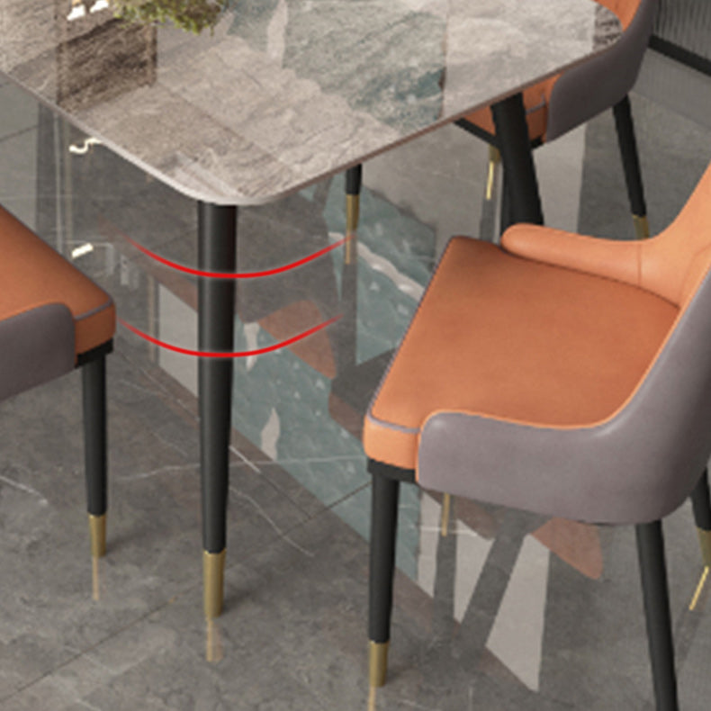 Industrial Sintered Stone Dining Table for Restaurant Rectangle Grey Table with 4 Legs