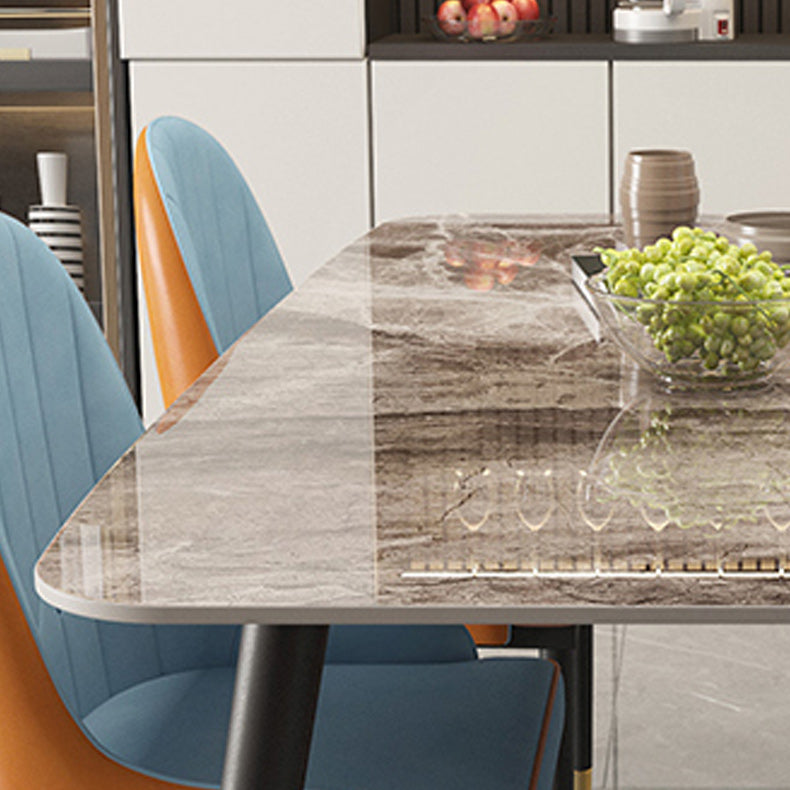 Industrial Sintered Stone Dining Table for Restaurant Rectangle Grey Table with 4 Legs