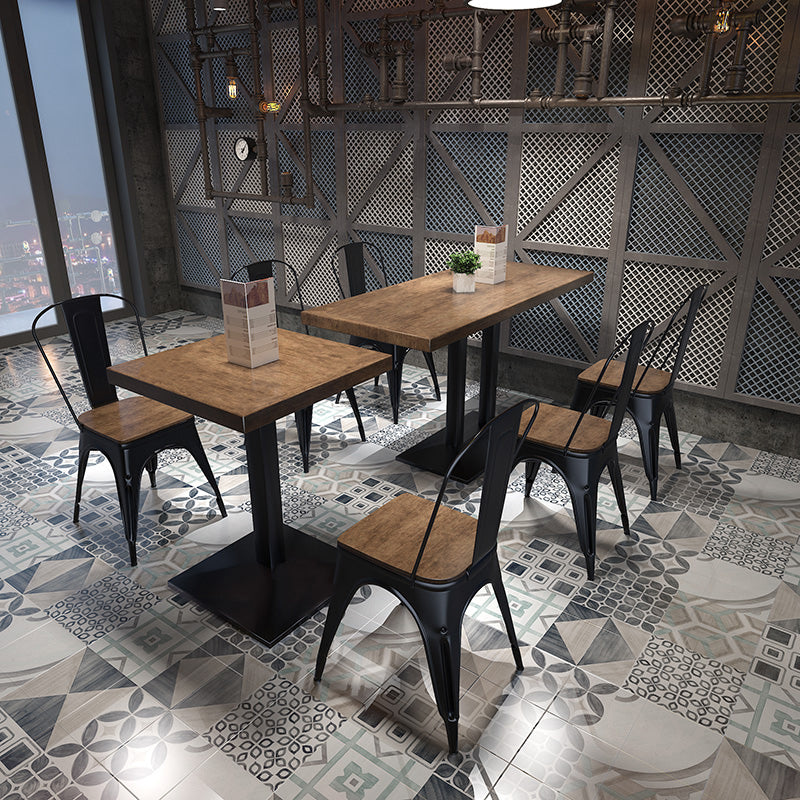 Metal Industrial Pedestal Dining Table Wood Top Table for Kitchen and Dining Room