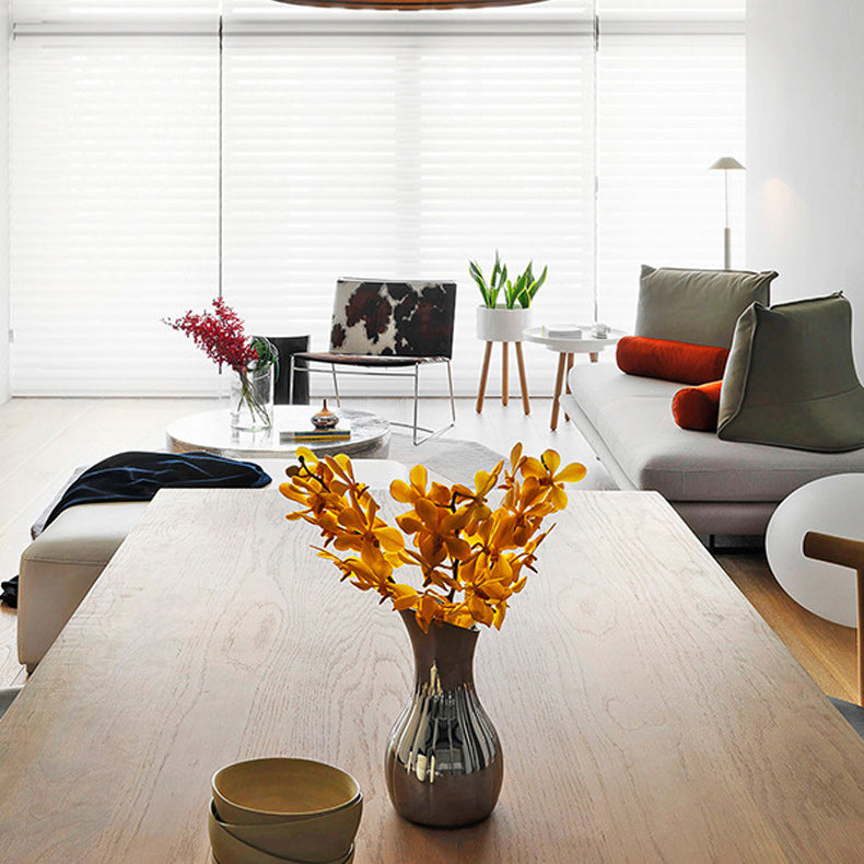 Solid Wood Top Dining Table Rectangle Wood Table with Sled Base