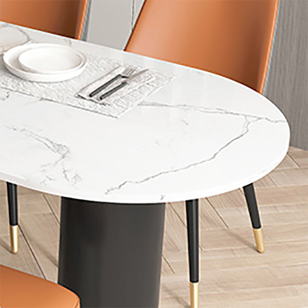 Freeform Sintered Stone White Table for Restaurant Luxury Table with Black 3 Legs