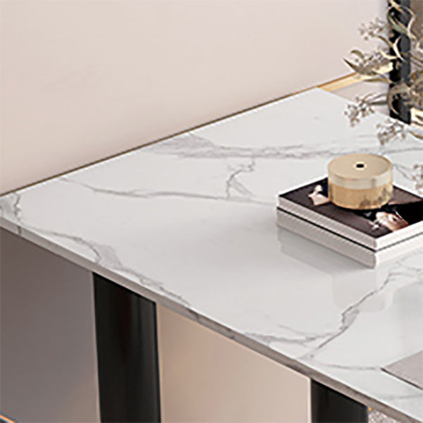 Freeform Sintered Stone White Table for Restaurant Luxury Table with Black 3 Legs