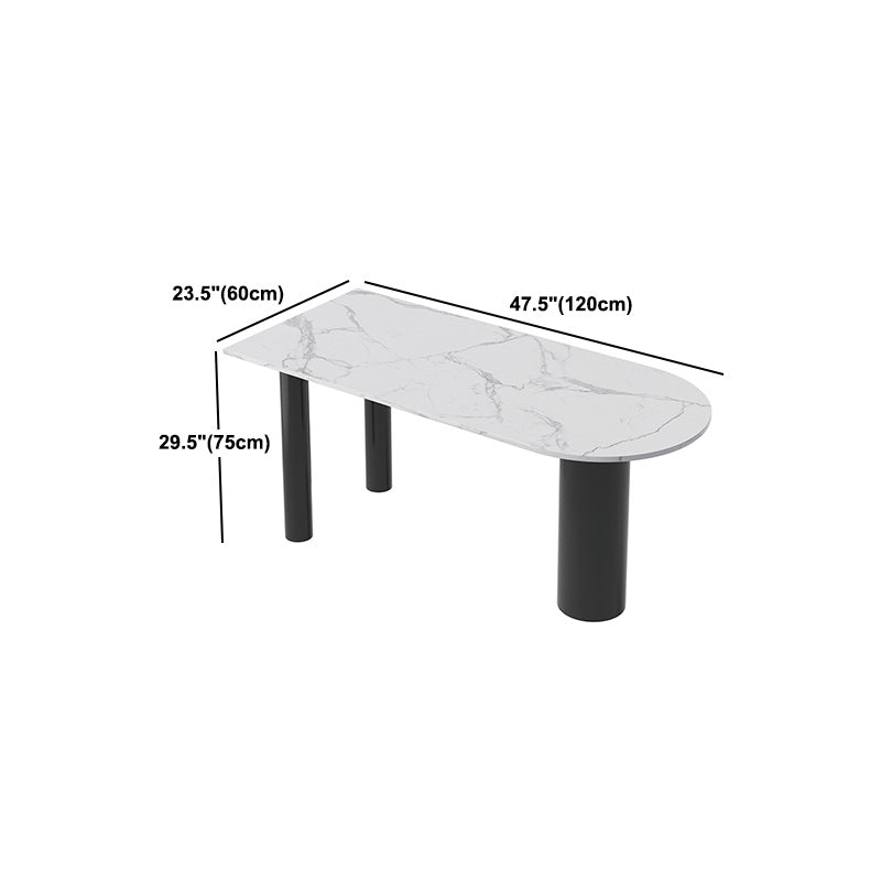 Freeform Sintered Stone White Table for Restaurant Luxury Table with Black 3 Legs