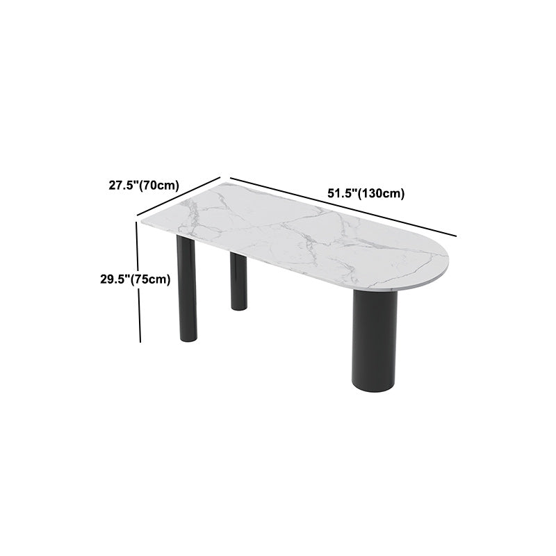 Freeform Sintered Stone White Table for Restaurant Luxury Table with Black 3 Legs