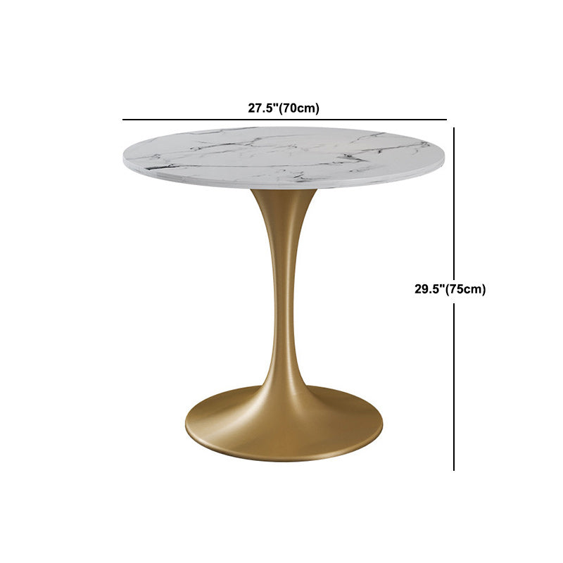 Metal Traditional Luxury Round Table Sintered Stone Table with Tulip Base for Home