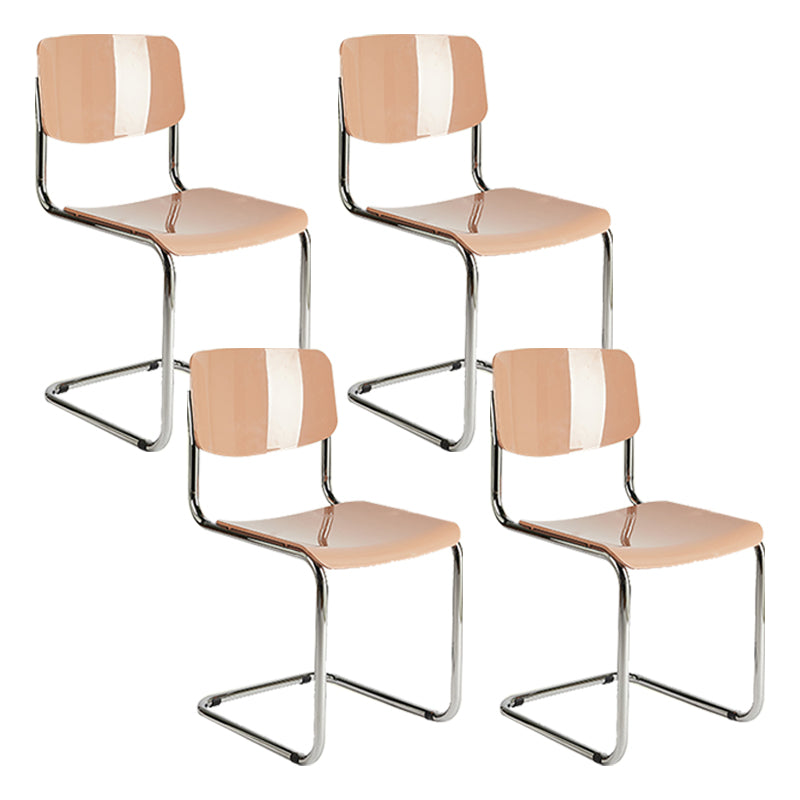Modern Open Back Side Chair Plastic Armless Dining Chair with Metal Base