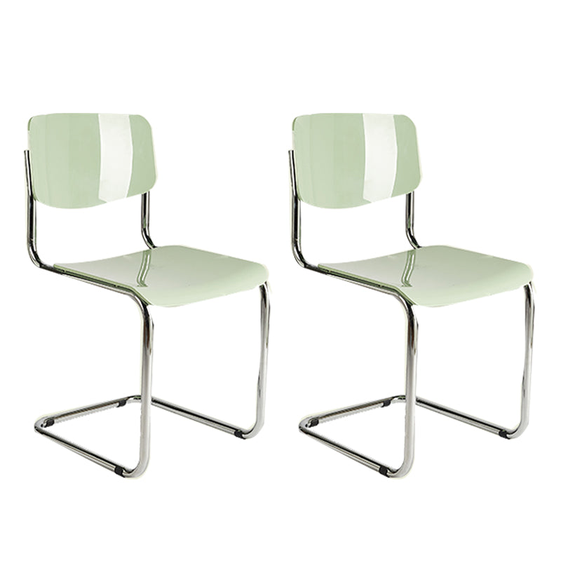 Modern Open Back Side Chair Plastic Armless Dining Chair with Metal Base