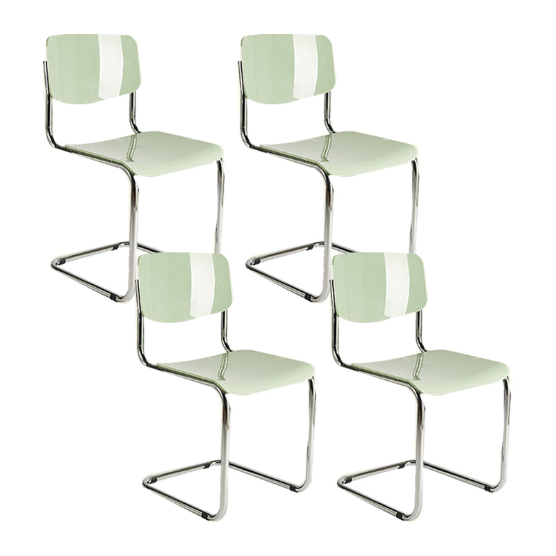 Modern Open Back Side Chair Plastic Armless Dining Chair with Metal Base