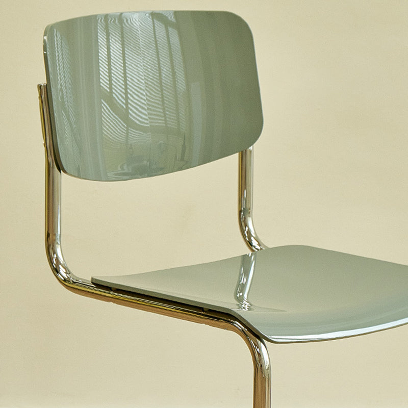 Modern Open Back Side Chair Plastic Armless Dining Chair with Metal Base