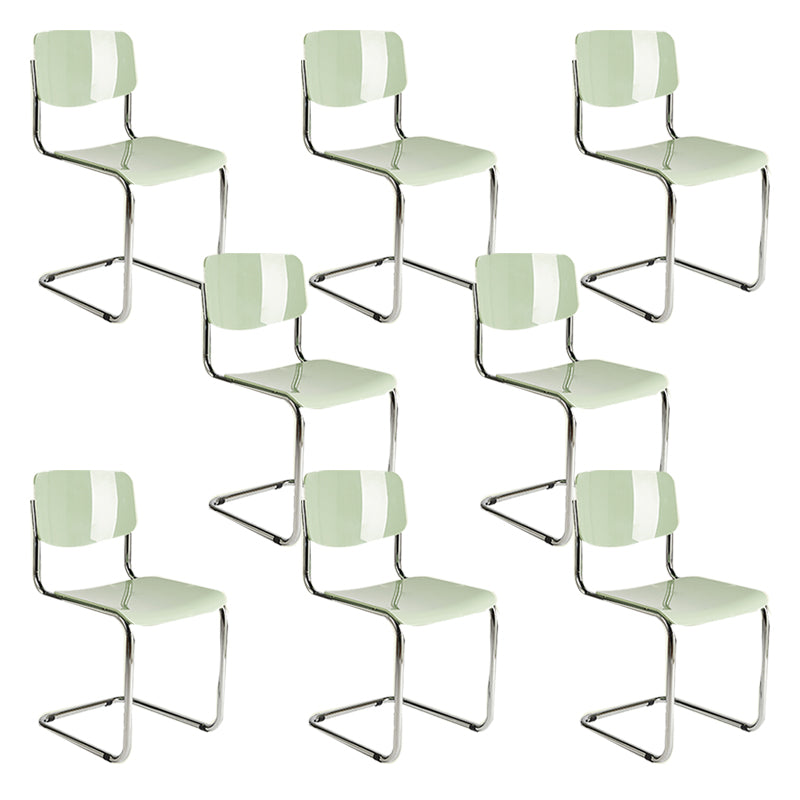 Modern Open Back Side Chair Plastic Armless Dining Chair with Metal Base