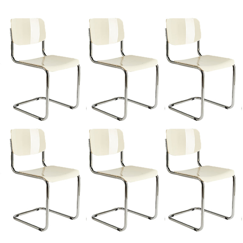 Modern Open Back Side Chair Plastic Armless Dining Chair with Metal Base