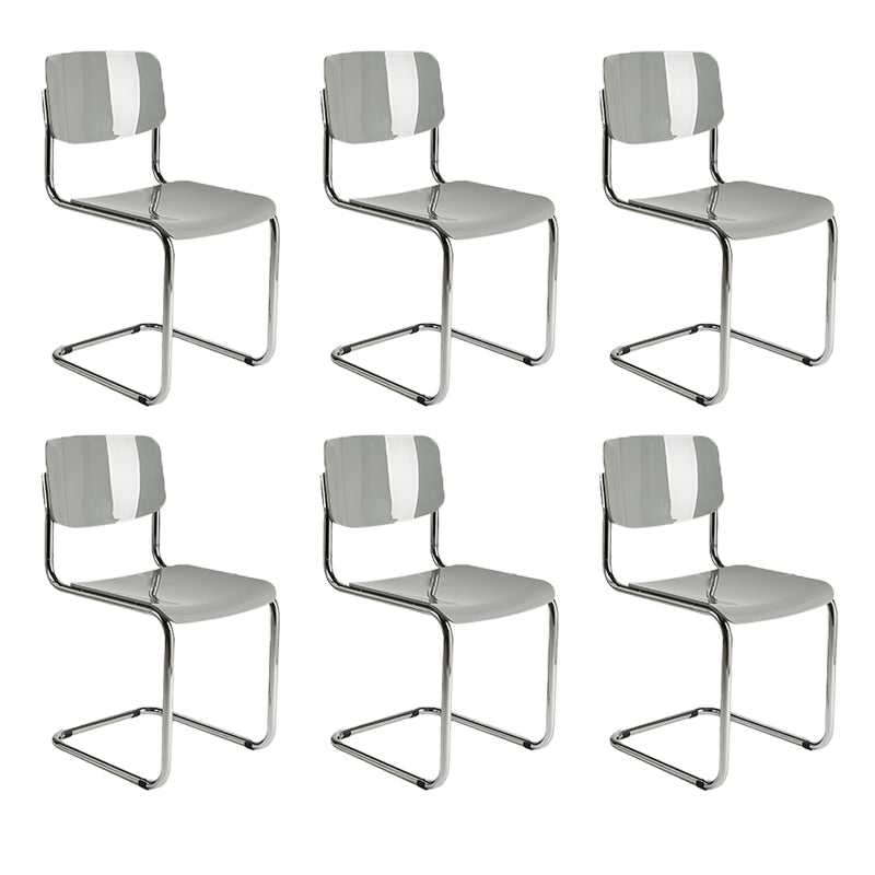 Modern Open Back Side Chair Plastic Armless Dining Chair with Metal Base