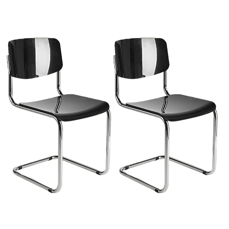 Modern Open Back Side Chair Plastic Armless Dining Chair with Metal Base