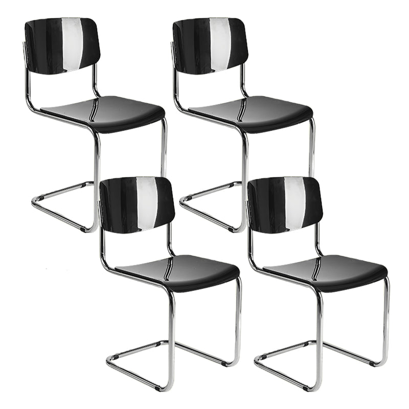 Modern Open Back Side Chair Plastic Armless Dining Chair with Metal Base