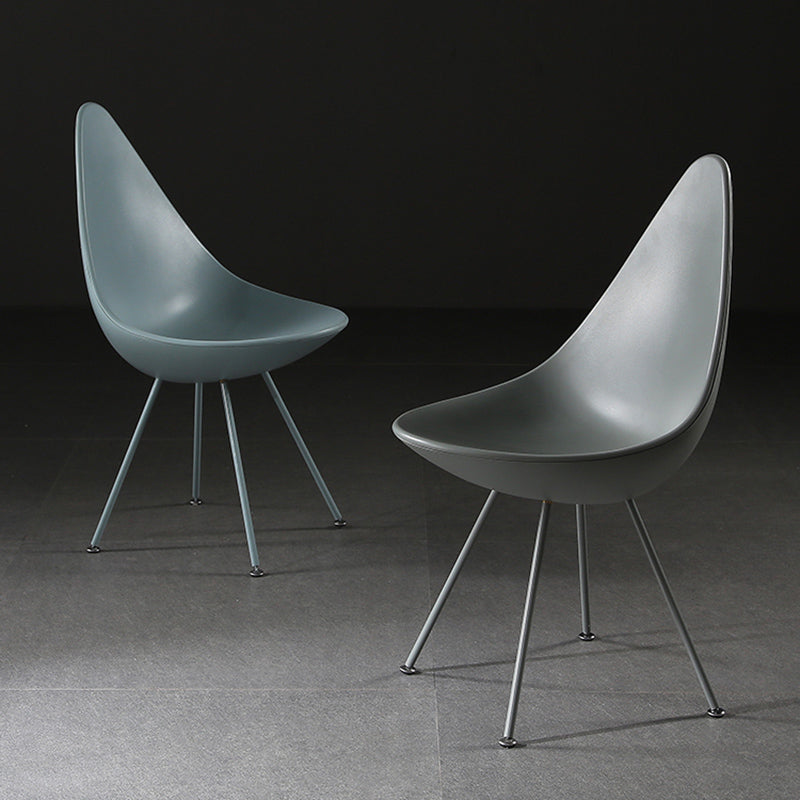 Industrial Style Armless Chair Solid Back Side Plastic Chair with Metal Base