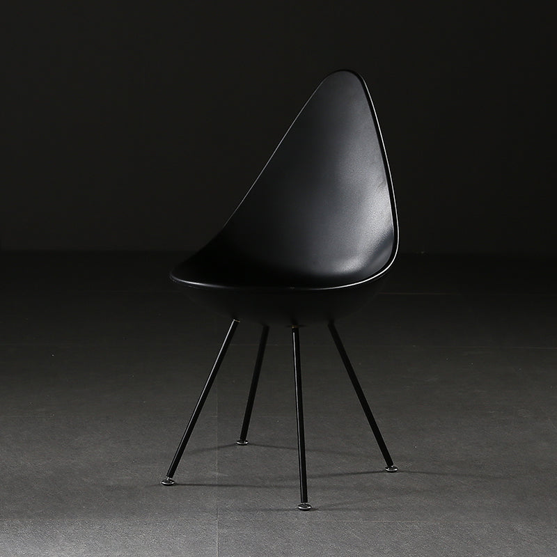 Industrial Style Armless Chair Solid Back Side Plastic Chair with Metal Base