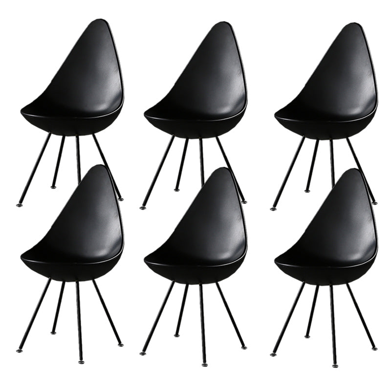 Industrial Style Armless Chair Solid Back Side Plastic Chair with Metal Base