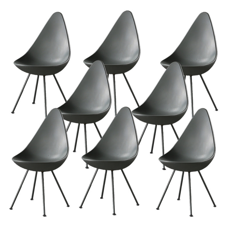 Industrial Style Armless Chair Solid Back Side Plastic Chair with Metal Base