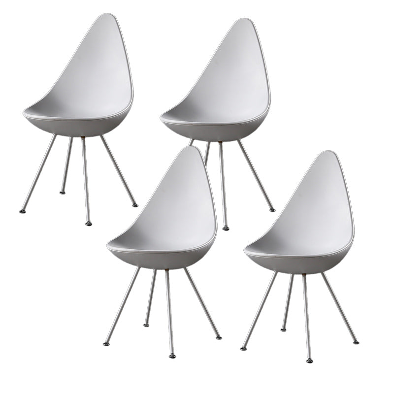 Industrial Style Armless Chair Solid Back Side Plastic Chair with Metal Base