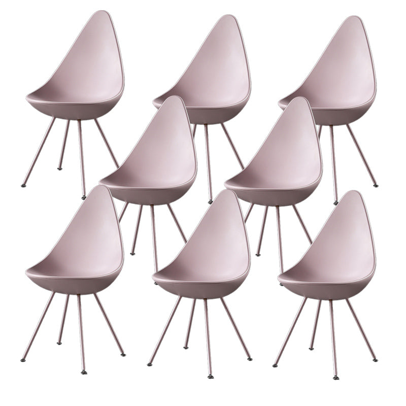 Industrial Style Armless Chair Solid Back Side Plastic Chair with Metal Base